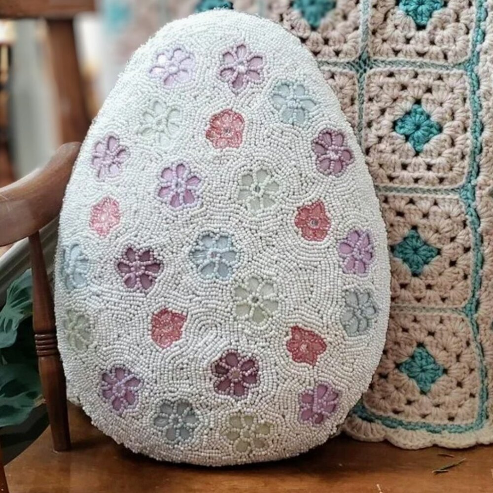 Pier 1 Beaded Easter Egg Pillow